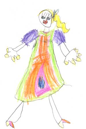 Self portrait of my daughter Lucy, aged four-and-three-quarters, March 2001