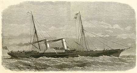 Wood engraving of a steam yacht 'Galatea'