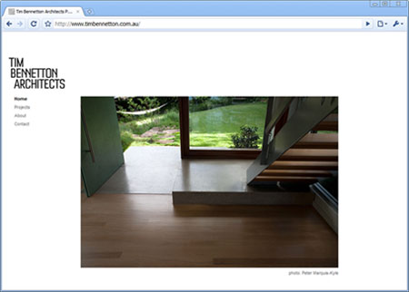 screenshot of Tim Bennetton Architects website