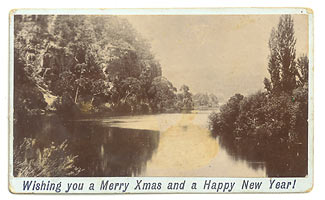 'Wishing you a Merry Xmas and a Happy New Year!' -- front of a carte-de-visite