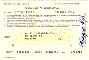 National Service Act 1951-1968, Certificate of Registration