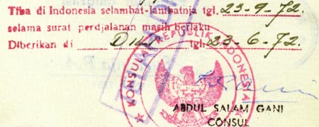 Indonesian visa stamps in my passport