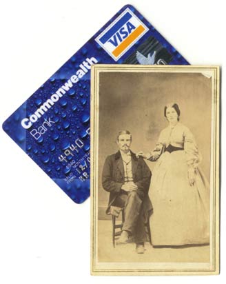 Nineteenth century carte-de-visite by
S H Farnham, Oxford, New York, with a modern credit card