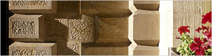 The porch of the Adelaide Town Hall, with rusticated stonework.