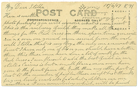 hand-written message on postcard