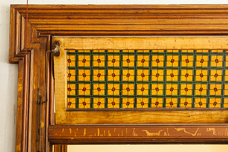 wood-grained fanlight sash, with faux stained glass transfer