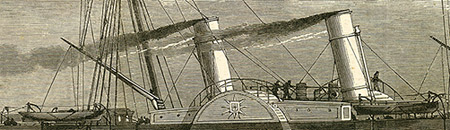 Detail of the yacht's funnels
