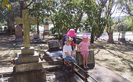 Lucy, Sally and Margie at Dutton Park cemetery