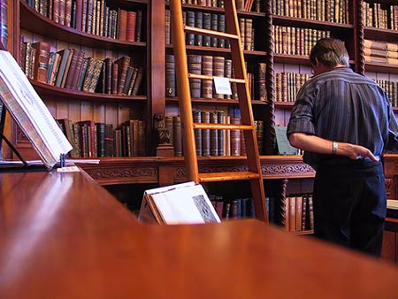 Bookshelves in the library